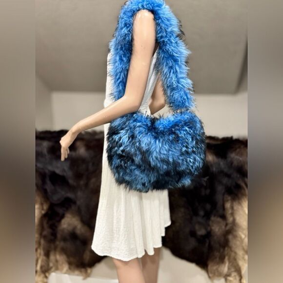 Stunning Real Curly Shearling Hobo Bag, Handmade Lamb Fur Crossbody, Slouchy Bag - Picture 1 of 15